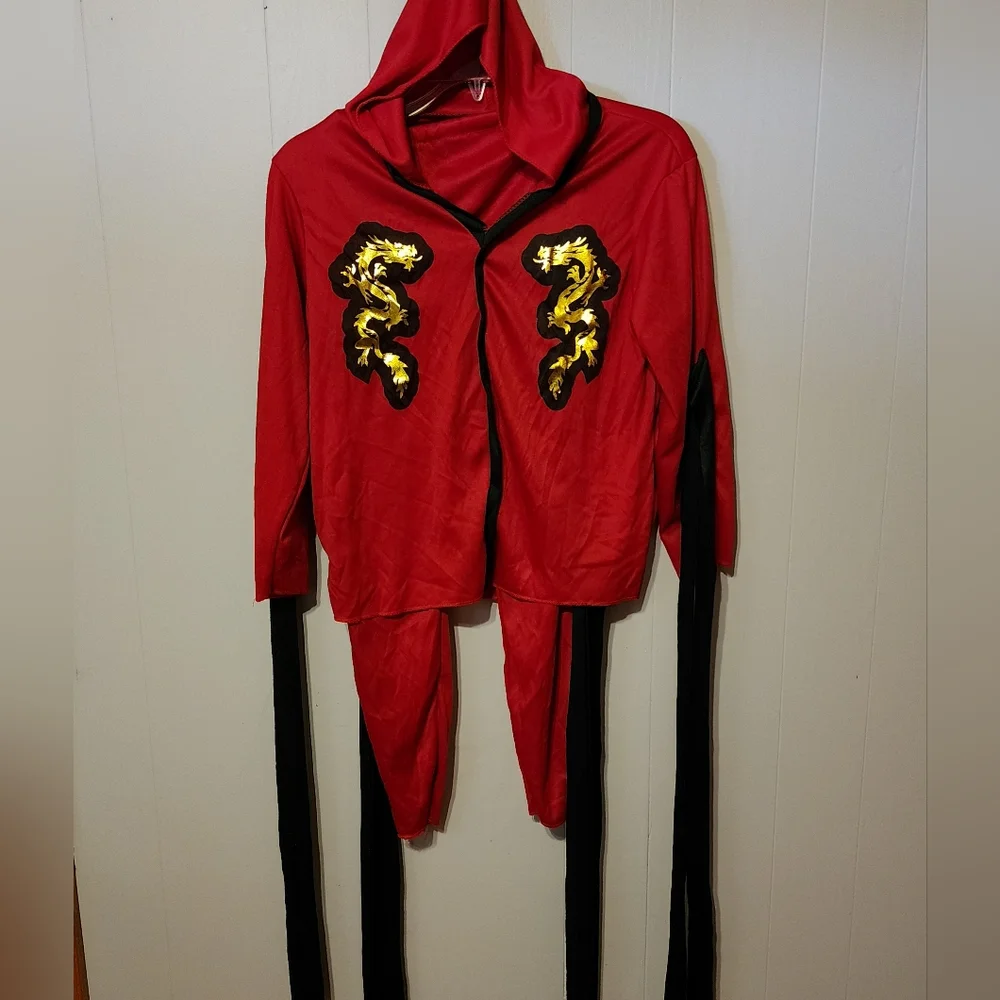 Youth Ninja Costume Halloween Medium Red Black Party‎ A881